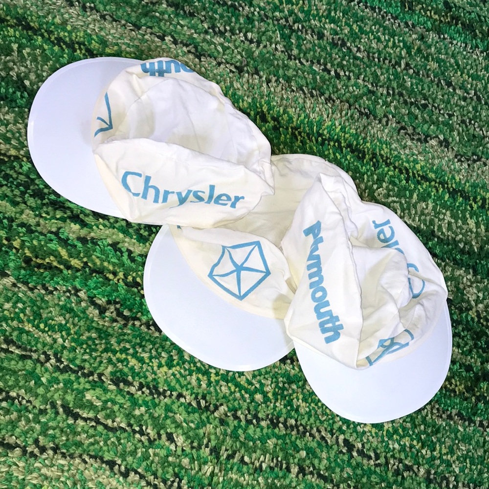 Chrysler Branded White Sun Visor vintage with Light Blue Logo